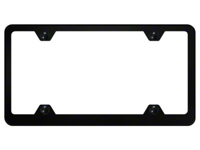 4-Hole Wide Body License Plate Frame; Black Powder-Coated Stainless (Universal; Some Adaptation May Be Required)