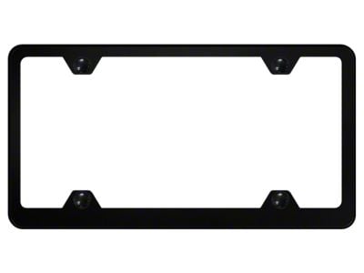 4-Hole Wide Body License Plate Frame; Black Powder-Coated Stainless (Universal; Some Adaptation May Be Required)