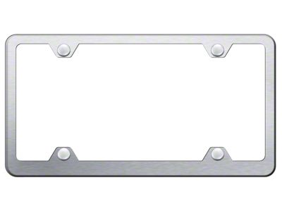 4-Hole Wide Body License Plate Frame; Brushed Stainless Steel (Universal; Some Adaptation May Be Required)