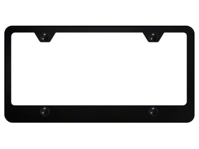 4-Hole Wide Bottom License Plate Frame; Black Powder-Coated Stainless (Universal; Some Adaptation May Be Required)