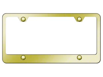 4-Hole Wide Bottom License Plate Frame; Gold Stainless (Universal; Some Adaptation May Be Required)