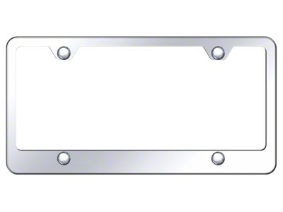 4-Hole Wide Bottom License Plate Frame; Mirrored Stainless (Universal; Some Adaptation May Be Required)