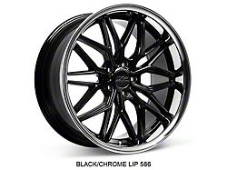 586 Black with Stainless Steel Chrome Lip Wheel; 20x9.5; 35mm Offset (16-24 Camaro)