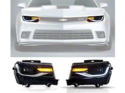 6th Gen Style Projector Headlights; Black Housing; Clear Lens (10-13 Camaro w/ Factory Halogen Headlights, Excluding ZL1)