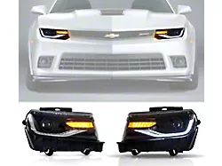6th Gen Style Projector Headlights; Black Housing; Clear Lens (10-13 Camaro w/ Factory Halogen Headlights, Excluding ZL1)