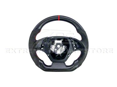 Alcantara Steering Wheel without Button Covers; Carbon Fiber with Red Stripe (12-15 Camaro)