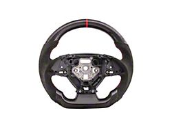 Alcantara Steering Wheel without Button Covers; Carbon Fiber with Red Stripe (16-24 Camaro w/o Heated Steering Wheel)