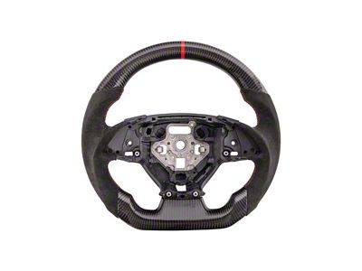 Alcantara Steering Wheel without Button Covers; Carbon Fiber with Red Stripe (16-24 Camaro w/o Heated Steering Wheel)