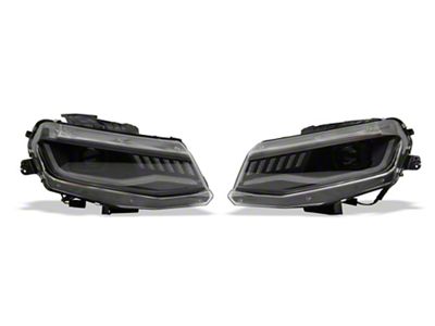 APEX Series Sequential Turn Signal Full LED Headlights; Black Housing; Clear Lens (16-18 Camaro w/ Factory Halogen Headlights)