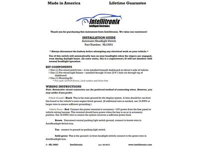 Automatic Headlight Switch (Universal; Some Adaptation May Be Required)