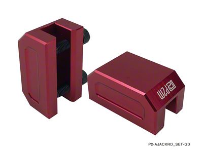 Billet Aluminum Frame Rail Jack Adapters; Red (Universal; Some Adaptation May Be Required)