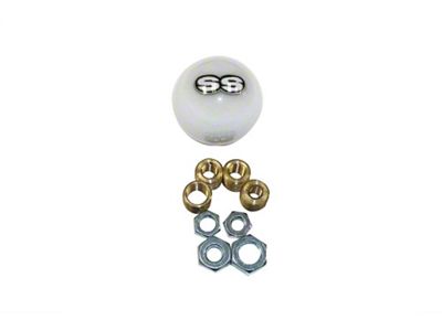 Billiard Shift Knob with SS Logo; White (Universal; Some Adaptation May Be Required)