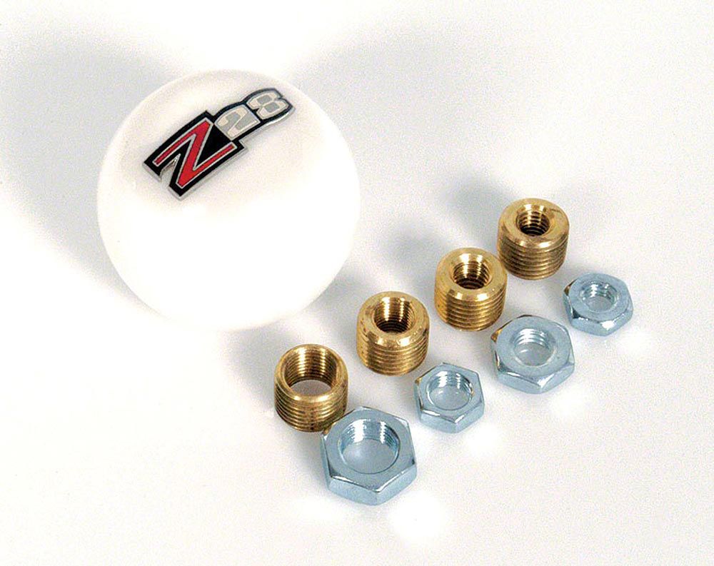 Camaro Billiard Shift Knob with Z28 Logo; White (Universal; Some Adaptation May Be Required