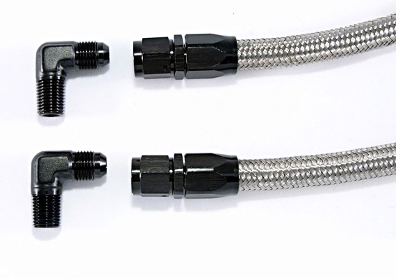 Camaro Black Standard Oil Catch Can; Black AN Fittings/Stainless Steel