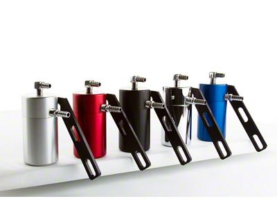 Black Standard Oil Catch Can; Black AN Fittings/Stainless Steel Braided Hoses (10-15 Camaro SS w/ Manual Transmission, Z/28)