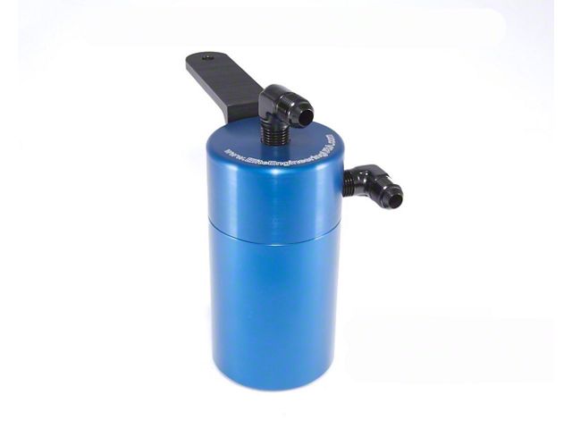 Blue Standard Oil Catch Can; Brass Fittings/Rubber Hoses (10-15 Camaro SS w/ Automatic Transmission)