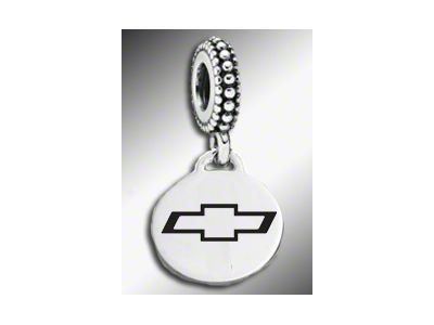Bowtie Emblem Dangle Bead; Sterling Silver