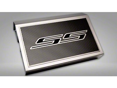 Brushed Fuse Box Cover with Carbon Fiber RS Top Plate; Solid Black (16-24 Camaro SS)