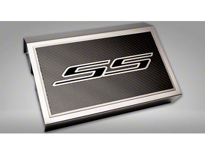 Brushed Fuse Box Cover with Carbon Fiber RS Top Plate; Black Solid (16-24 Camaro SS)