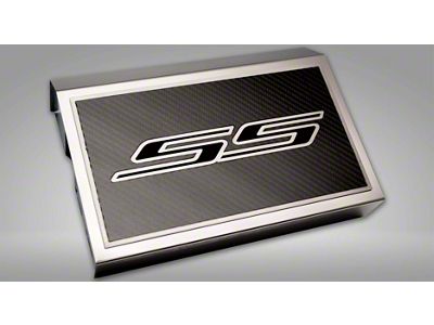 Brushed Fuse Box Cover with Carbon Fiber RS Top Plate; Black Solid (16-24 Camaro LT w/ RS Package)