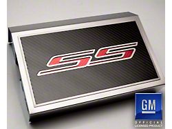 Brushed Fuse Box Cover with Carbon Fiber RS Top Plate; Bright Red Solid (16-24 Camaro SS)