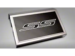 Brushed Fuse Box Cover with SS Top Plate; Black Carbon Fiber (16-24 Camaro SS)