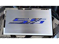 Brushed Fuse Box Cover with SS Top Plate; Blue Carbon Fiber (16-24 Camaro SS)