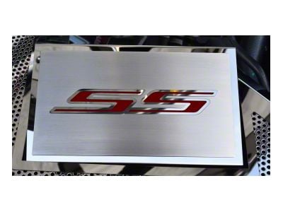 Brushed Fuse Box Cover with SS Top Plate; Garnet Red (16-24 Camaro SS)