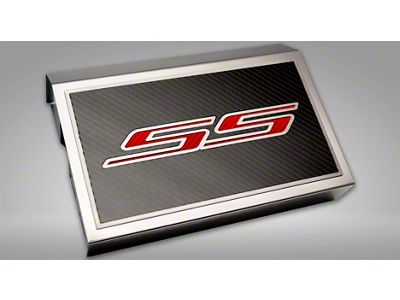 Brushed Fuse Box Cover with SS Top Plate; Red Carbon Fiber (16-24 Camaro SS)
