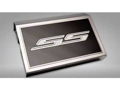 Brushed Fuse Box Cover with SS Top Plate; White Carbon Fiber (16-24 Camaro SS)