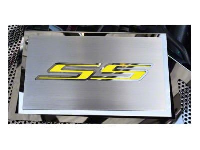 Brushed Fuse Box Cover with SS Top Plate; Solid Yellow (16-24 Camaro SS)