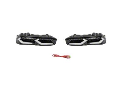 C8 Style Sequential LED Tail Lights; Black Housing; Clear Lens (19-24 Camaro)