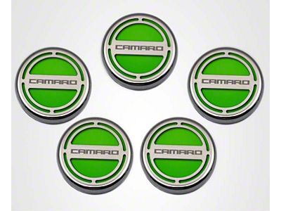 Camaro Series Fluid Cap Covers; Synergy Green Solid (10-15 V6 Camaro)