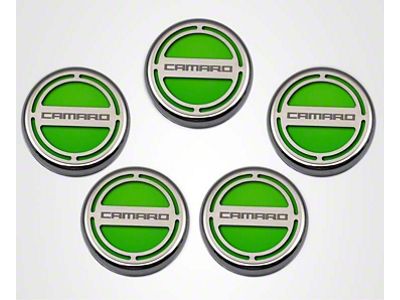 Camaro Series Fluid Cap Covers; Solid Synergy Green (10-15 V8 Camaro)