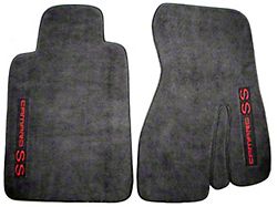 Carpet Front Floor Mats with Camaro SS Logo; Ebony (93-02 Camaro Coupe)