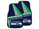 Carpet Front Floor Mats with Seattle Seahawks 2014 Super Bowl XLVIII Champions Logo; Navy (Universal; Some Adaptation May Be Required)