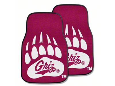 Carpet Front Floor Mats with University of Montana Logo; Maroon (Universal; Some Adaptation May Be Required)