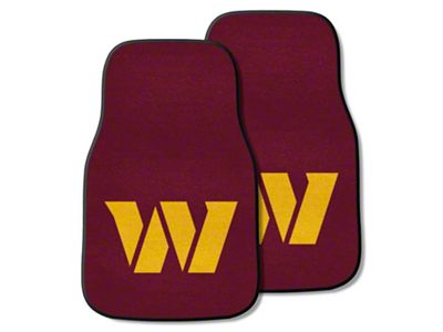 Carpet Front Floor Mats with Washington Commanders Logo; Maroon (Universal; Some Adaptation May Be Required)