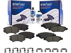 Ceramic Brake Pads with Brake Fluid and Cleaner; Front and Rear (10-15 Camaro LS, LT)