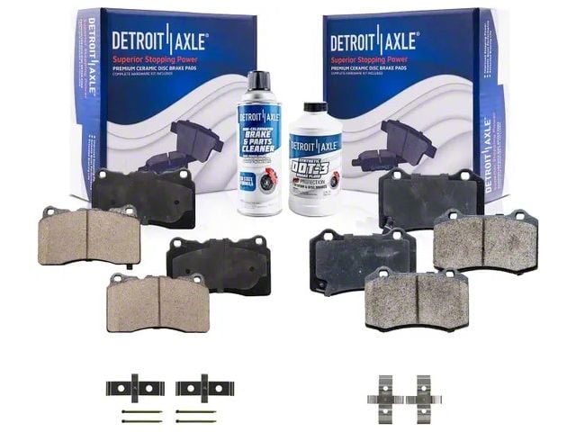 Ceramic Brake Pads with Brake Fluid and Cleaner; Front and Rear (2010 Camaro SS)