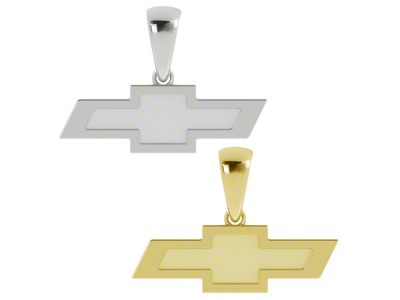 Chevy Bowtie Solid Frame Pendant; 14K Yellow Gold