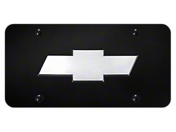 Chevy Logo License Plate; Chrome on Black (Universal; Some Adaptation May Be Required)