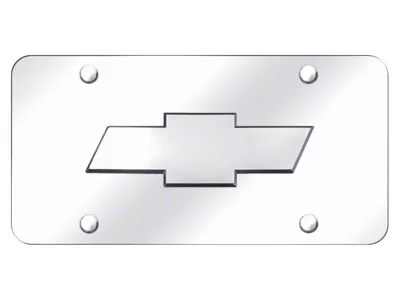 Chevy Logo License Plate; Chrome on Chrome (Universal; Some Adaptation May Be Required)