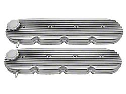 Chevy LS Retro Finned Valve Covers; Black (Universal; Some Adaptation May Be Required)