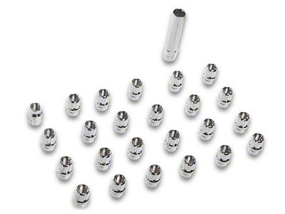 Chrome Open Acorn Spline ET Lug Nuts; M12x1.5; Set of 24 (93-02 Camaro)