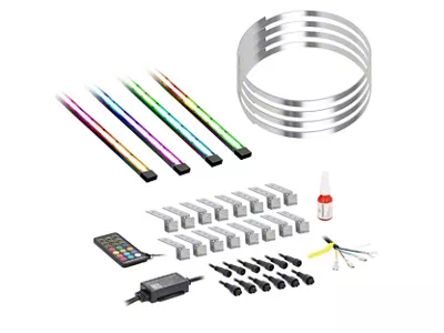 ColorTRAIL Adjustable RGBW Multi-Color LED Wheel Light Kit; 14 to 18-Inch (Universal; Some Adaptation May Be Required)