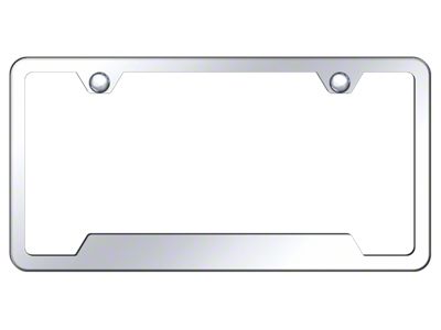 Cut-Out Wide Bottom License Plate Frame; Chrome (Universal; Some Adaptation May Be Required)