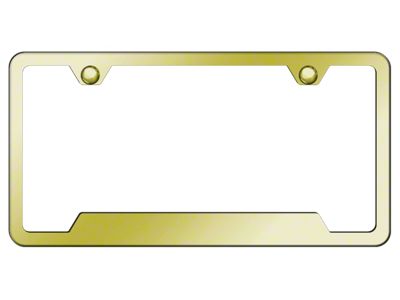 Cut-Out Wide Bottom License Plate Frame; Gold (Universal; Some Adaptation May Be Required)