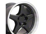 CV01 Black with Machined Lip Wheel; Rear Only; 17x11; 50mm Offset (93-02 Camaro)