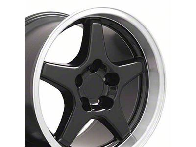 CV01 Black with Machined Lip Wheel; Rear Only; 17x11; 50mm Offset (93-02 Camaro)